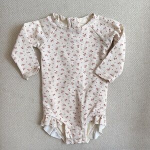 Quincy Mae Cream Onesie with Rust Floral Print
